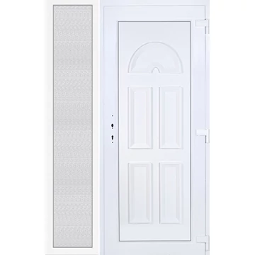 Műanyag bejárati ajtó 140x210 jobbos Miami tömör oldalvilágítóval 5 kamrás fehér
