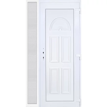 Műanyag bejárati ajtó 120x210 jobbos Miami tömör extra vastag hőszigetelt panellal oldalvilágítóval 5 kamrás fehér