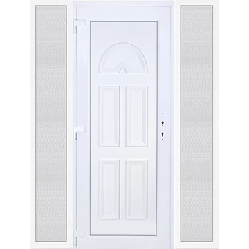 Műanyag bejárati ajtó 180x210 balos Miami tömör extra vastag hőszigetelt panellal oldalvilágítóval 5 kamrás fehér