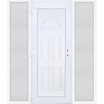 Műanyag bejárati ajtó 200x210 balos Miami tömör extra vastag hőszigetelt panellal oldalvilágítóval 5 kamrás fehér
