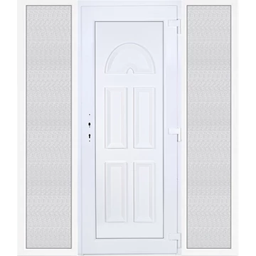Műanyag bejárati ajtó 200x210 jobbos Miami tömör extra vastag hőszigetelt panellal oldalvilágítóval 5 kamrás fehér