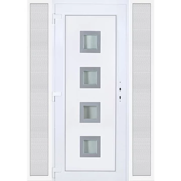 Műanyag bejárati ajtó 160x210 balos Tampa 4 üveges oldalvilágítóval 5 kamrás fehér