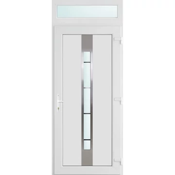 Műanyag bejárati ajtó 100x240 jobbos Manhattan 1 üveges 3 rétegű üveggel és hőszigetelt panellel 5 kamrás fehér
