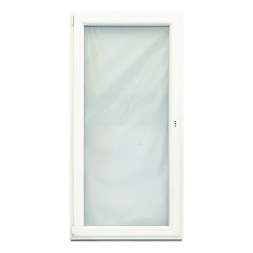 Exzellent 90x210 bukó-nyíló balos műanyag erkélyajtó fehér 6 légkamrás 3 rétegű üvegezéssel