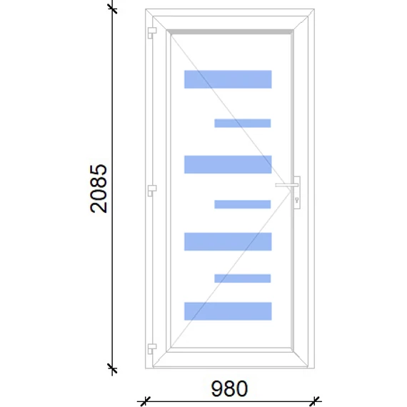 Műanyag bejárati ajtó 100x210 balos Alberta 7 üveges 3 rétegű üveggel extra vastag hőszigetelt panellal 5 kamrás fehér