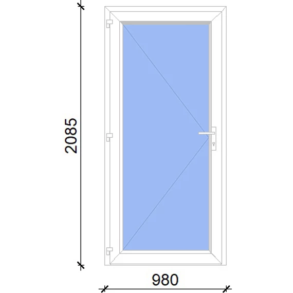 Műanyag bejárati ajtó 100x210 balos Baltimore üveges 2 rétegű üveggel, 5 kamrás fehér
