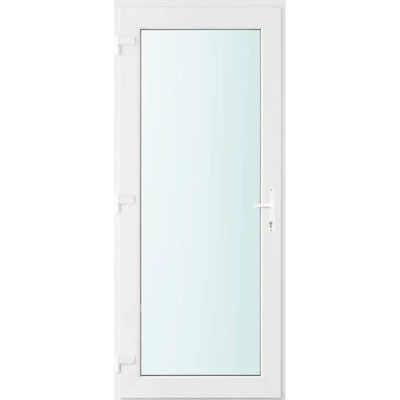 Műanyag bejárati ajtó 100x210 balos Baltimore üveges 2 rétegű üveggel és hőszigetelt panellel 5 kamrás fehér