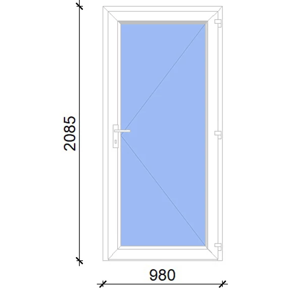 Műanyag bejárati ajtó 100x210 jobbos Baltimore üveges 2 rétegű üveggel, 5 kamrás fehér