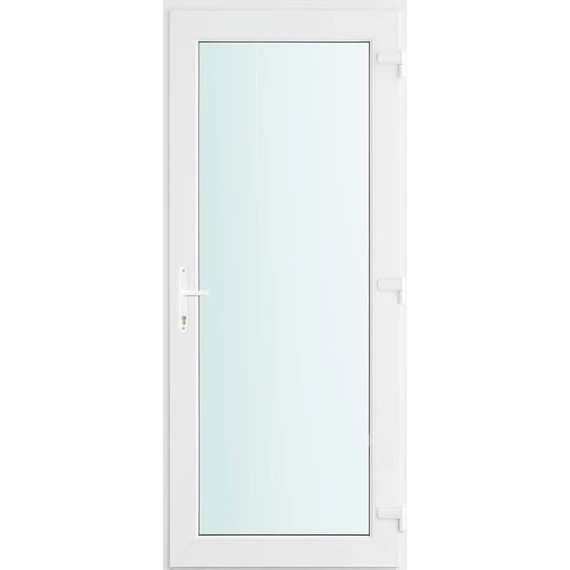 Műanyag bejárati ajtó 100x210 jobbos Baltimore üveges 2 rétegű üveggel és hőszigetelt panellel 5 kamrás fehér