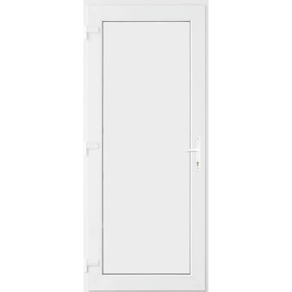 Műanyag bejárati ajtó 100x210 balos Delaware tömör 2 rétegű üveggel és hőszigetelt panellel 5 kamrás fehér