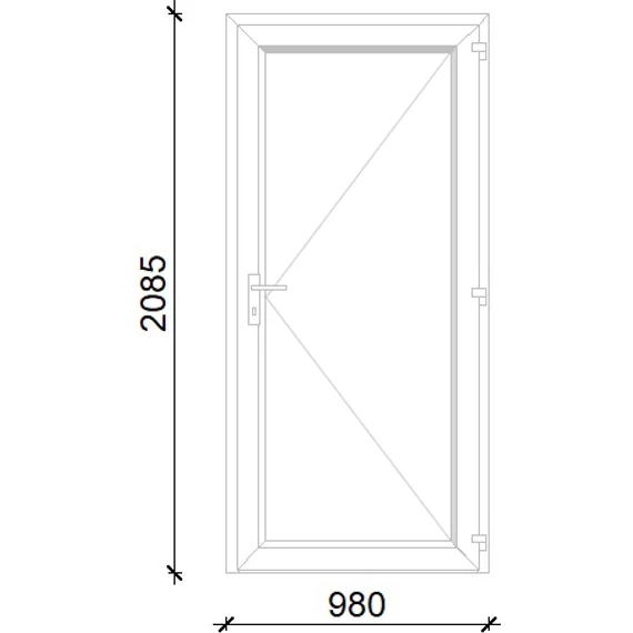 Műanyag bejárati ajtó 100x210 jobbos Delaware tömör 2 rétegű üveggel, 5 kamrás fehér