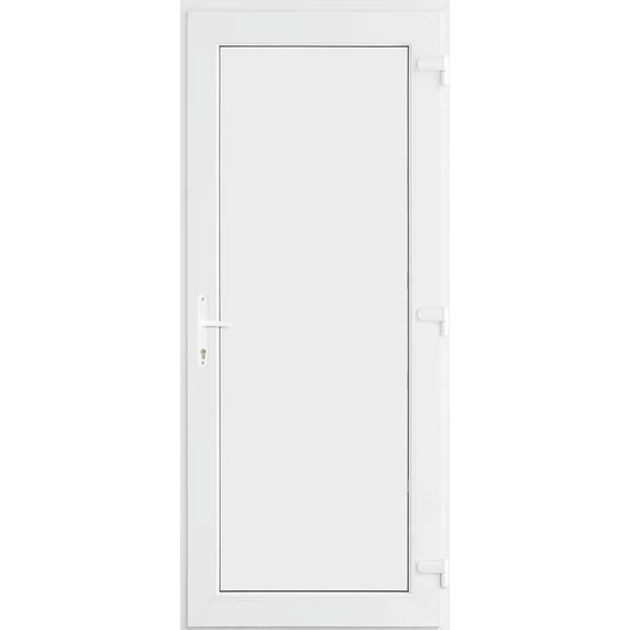 Műanyag bejárati ajtó 100x210 jobbos Delaware tömör 2 rétegű üveggel és hőszigetelt panellel 5 kamrás fehér