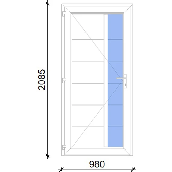 Műanyag bejárati ajtó 100x210 balos Indiana 1 üveges 2 rétegű üveggel, 5 kamrás fehér