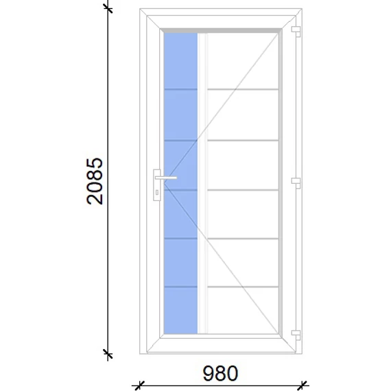 Műanyag bejárati ajtó 100x210 jobbos Indiana 1 üveges 2 rétegű üveggel, 5 kamrás fehér