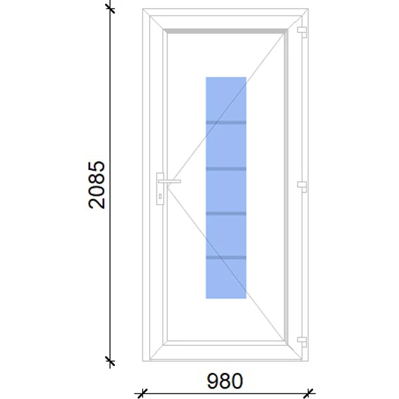 Műanyag bejárati ajtó 100x210 jobbos Maryland 1 üveges 2 rétegű üveggel, 5 kamrás fehér