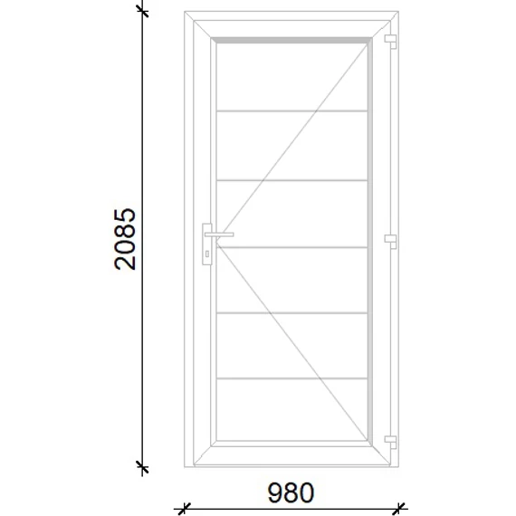 Műanyag bejárati ajtó 100x210 jobbos Norfolk tömör 2 rétegű üveggel, 5 kamrás fehér