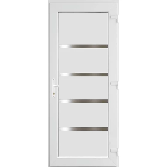 Műanyag bejárati ajtó 100x210 jobbos Norfolk tömör 3 rétegű üveggel és hőszigetelt panellel 5 kamrás fehér