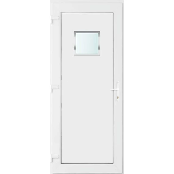 Műanyag bejárati ajtó 100x210 balos Washington 1 üveges 2 rétegű üveggel és hőszigetelt panellel 5 kamrás fehér
