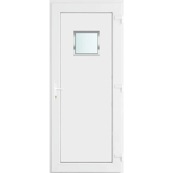 Műanyag bejárati ajtó 100x210 jobbos Washington 1 üveges 2 rétegű üveggel és hőszigetelt panellel 5 kamrás fehér