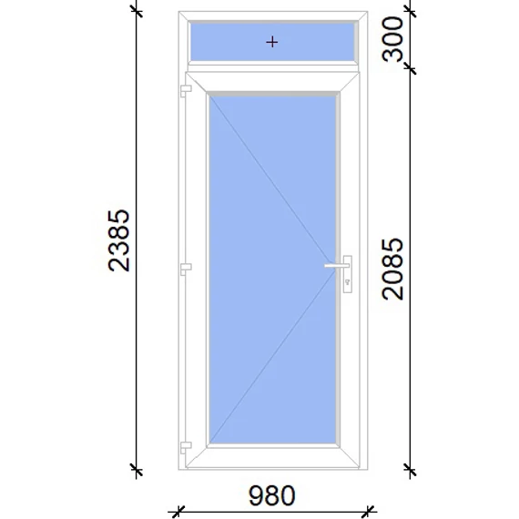 Műanyag bejárati ajtó 100x240 balos Baltimore üveges 2 rétegű üveggel, 5 kamrás fehér