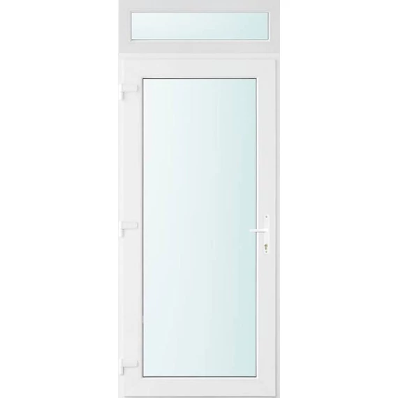Műanyag bejárati ajtó 100x240 balos Baltimore üveges 2 rétegű üveggel és hőszigetelt panellel 5 kamrás fehér