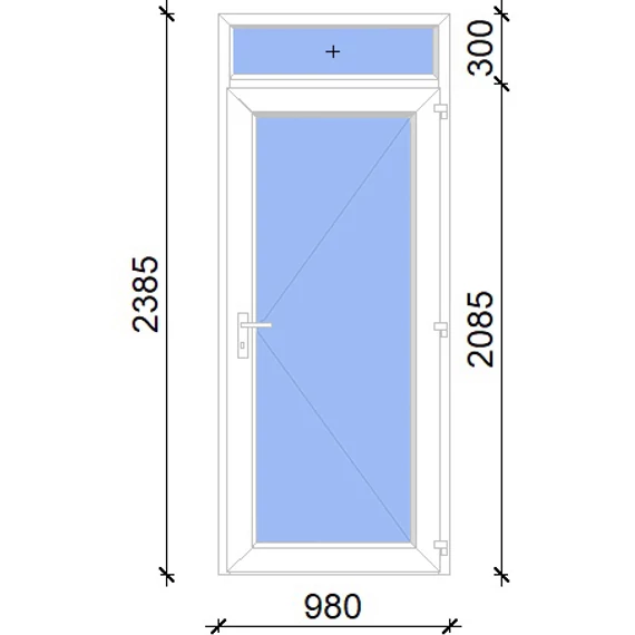 Műanyag bejárati ajtó 100x240 jobbos Baltimore üveges 2 rétegű üveggel, 5 kamrás fehér