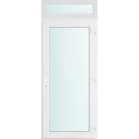 Műanyag bejárati ajtó 100x240 jobbos Baltimore üveges 2 rétegű üveggel és hőszigetelt panellel 5 kamrás fehér