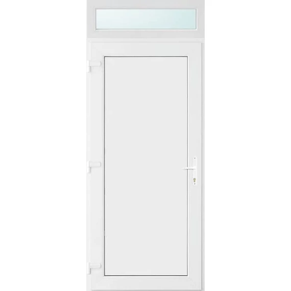 Műanyag bejárati ajtó 100x240 balos Delaware tömör 2 rétegű üveggel és hőszigetelt panellel 5 kamrás fehér