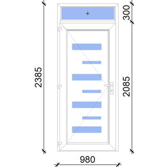 Műanyag bejárati ajtó 100x240 balos Georgia 7 üveges 2 rétegű üveggel, 5 kamrás fehér
