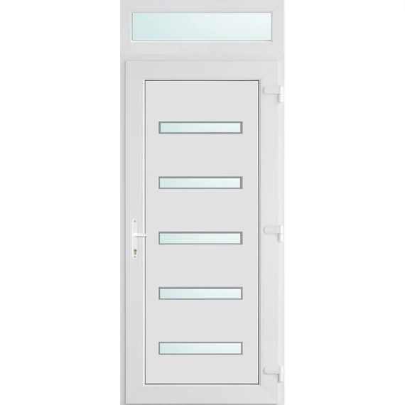 Műanyag bejárati ajtó 100x240 jobbos Jacksonville 5 üveges 2 rétegű üveggel és hőszigetelt panellel 5 kamrás fehér