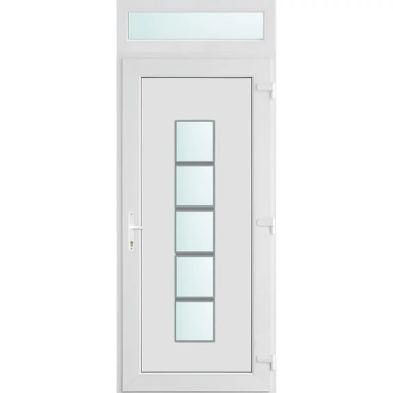 Műanyag bejárati ajtó 100x240 jobbos Maryland 1 üveges 2 rétegű üveggel és hőszigetelt panellel 5 kamrás fehér