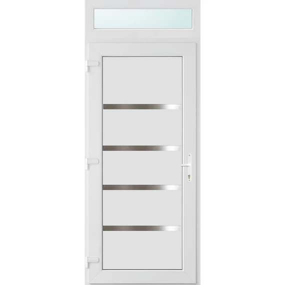Műanyag bejárati ajtó 100x240 balos Norfolk tömör 3 rétegű üveggel és hőszigetelt panellel 5 kamrás fehér