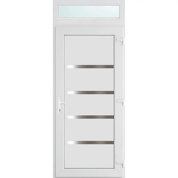 Műanyag bejárati ajtó 100x240 jobbos Norfolk tömör 2 rétegű üveggel és hőszigetelt panellel 5 kamrás fehér