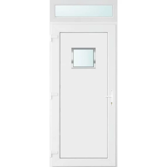 Műanyag bejárati ajtó 100x240 balos Washington 1 üveges 2 rétegű üveggel és hőszigetelt panellel 5 kamrás fehér