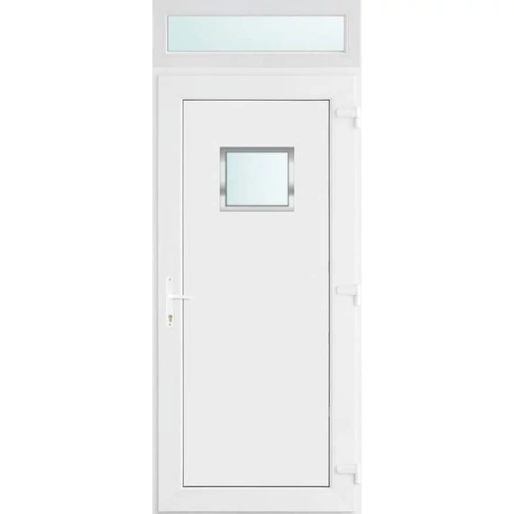 Műanyag bejárati ajtó 100x240 jobbos Washington 1 üveges 2 rétegű üveggel és hőszigetelt panellel 5 kamrás fehér