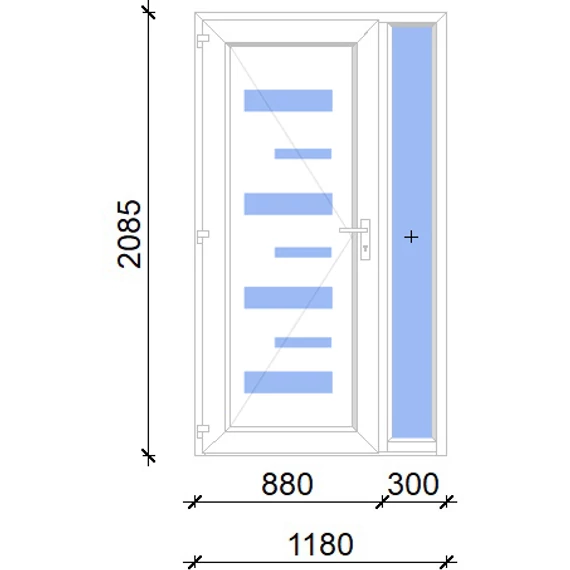 Műanyag bejárati ajtó 120x210 balos Georgia 7 üveges 2 rétegű üveggel, 5 kamrás fehér