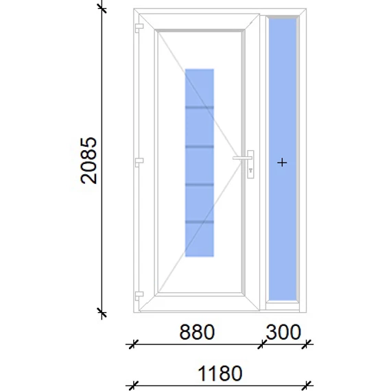 Műanyag bejárati ajtó 120x210 balos Maryland 1 üveges 2 rétegű üveggel, 5 kamrás fehér