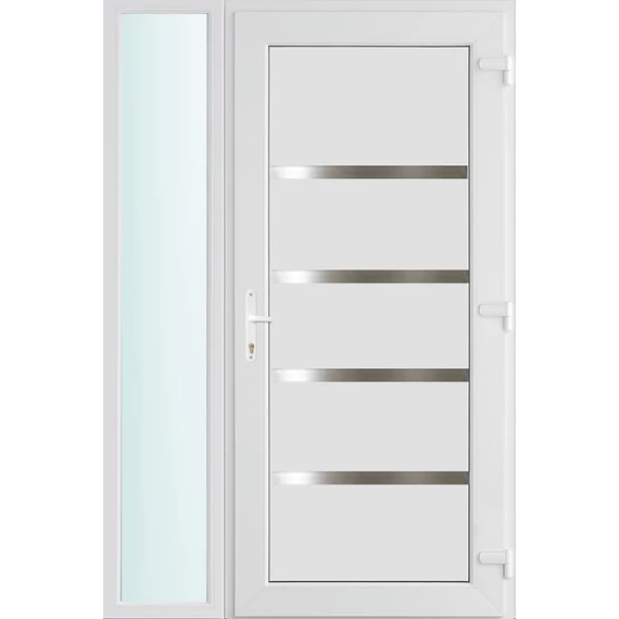Műanyag bejárati ajtó 120x210 jobbos Norfolk tömör 3 rétegű üveggel és hőszigetelt panellel 5 kamrás fehér