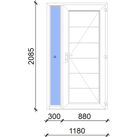 Műanyag bejárati ajtó 120x210 jobbos Norfolk tömör 2 rétegű üveggel, 5 kamrás fehér