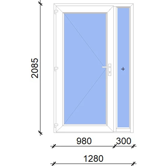 Műanyag bejárati ajtó 130x210 balos Baltimore üveges 2 rétegű üveggel, 5 kamrás fehér
