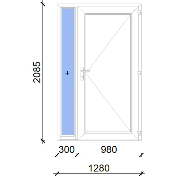 Műanyag bejárati ajtó 130x210 jobbos Delaware tömör 2 rétegű üveggel, 5 kamrás fehér