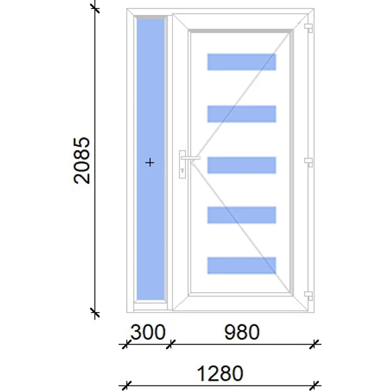 Műanyag bejárati ajtó 130x210 jobbos Jacksonville 5 üveges 2 rétegű üveggel, 5 kamrás fehér