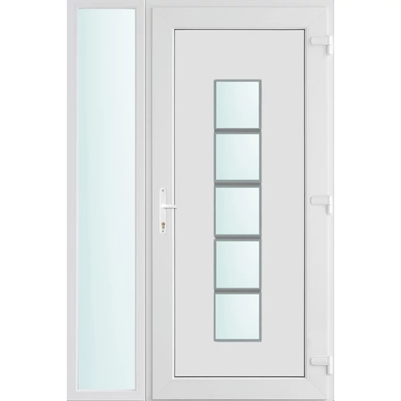 Műanyag bejárati ajtó 130x210 jobbos Maryland 1 üveges 2 rétegű üveggel és hőszigetelt panellel 5 kamrás fehér