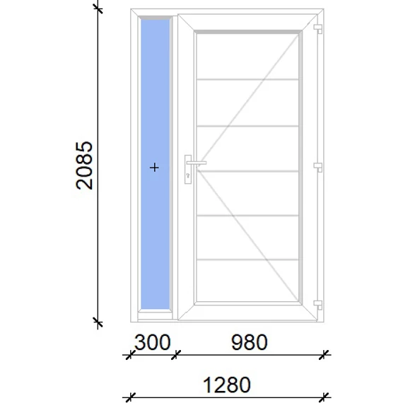 Műanyag bejárati ajtó 130x210 jobbos Norfolk tömör 2 rétegű üveggel, 5 kamrás fehér