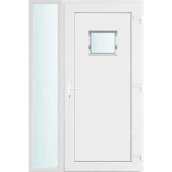 Műanyag bejárati ajtó 130x210 jobbos Washington 1 üveges 2 rétegű üveggel és hőszigetelt panellel 5 kamrás fehér