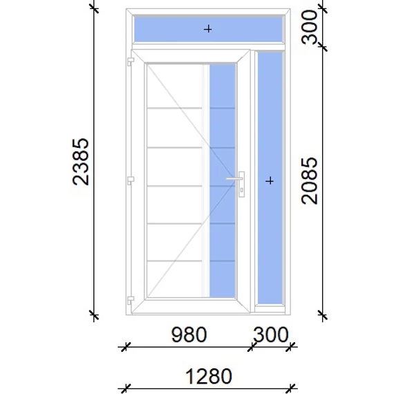 Műanyag bejárati ajtó 130x240 balos Indiana 1 üveges 2 rétegű üveggel, 5 kamrás fehér