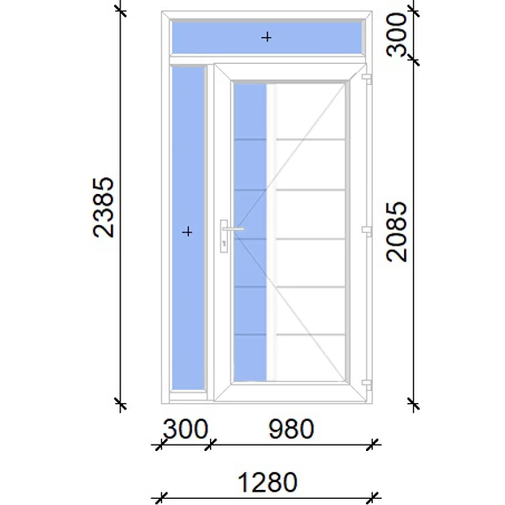 Műanyag bejárati ajtó 130x240 jobbos Indiana 1 üveges 2 rétegű üveggel, 5 kamrás fehér