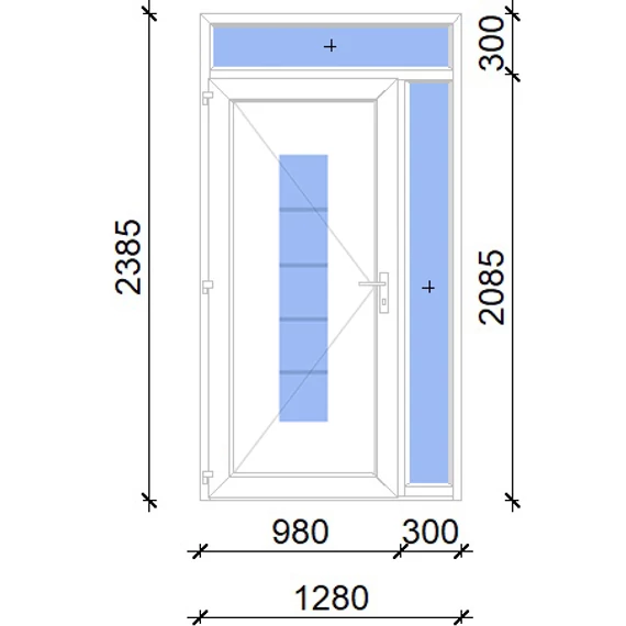 Műanyag bejárati ajtó 130x240 balos Maryland 1 üveges 2 rétegű üveggel, 5 kamrás fehér