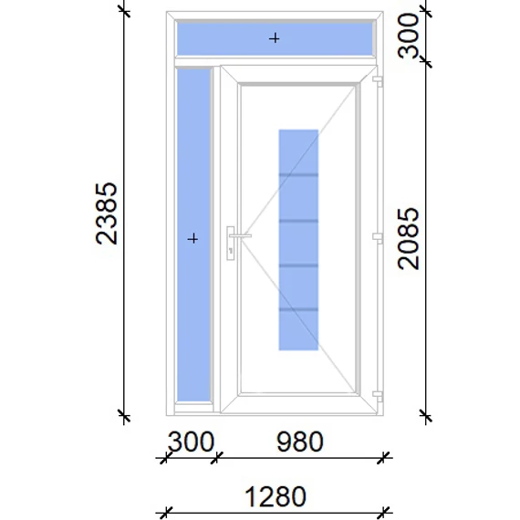 Műanyag bejárati ajtó 130x240 jobbos Maryland 1 üveges 2 rétegű üveggel, 5 kamrás fehér