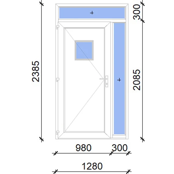 Műanyag bejárati ajtó 130x240 balos Washington 1 üveges 2 rétegű üveggel, 5 kamrás fehér